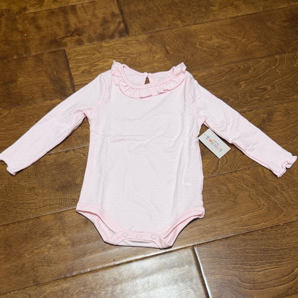 Nwt Size 12m Garanimals Pink Ruffled Long Sleeve Baby Onesie